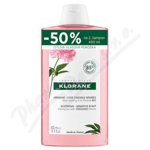 KLORANE Pivoine de Chine šampon zklidňující ciltlivou pokožku 400 ml DUO
